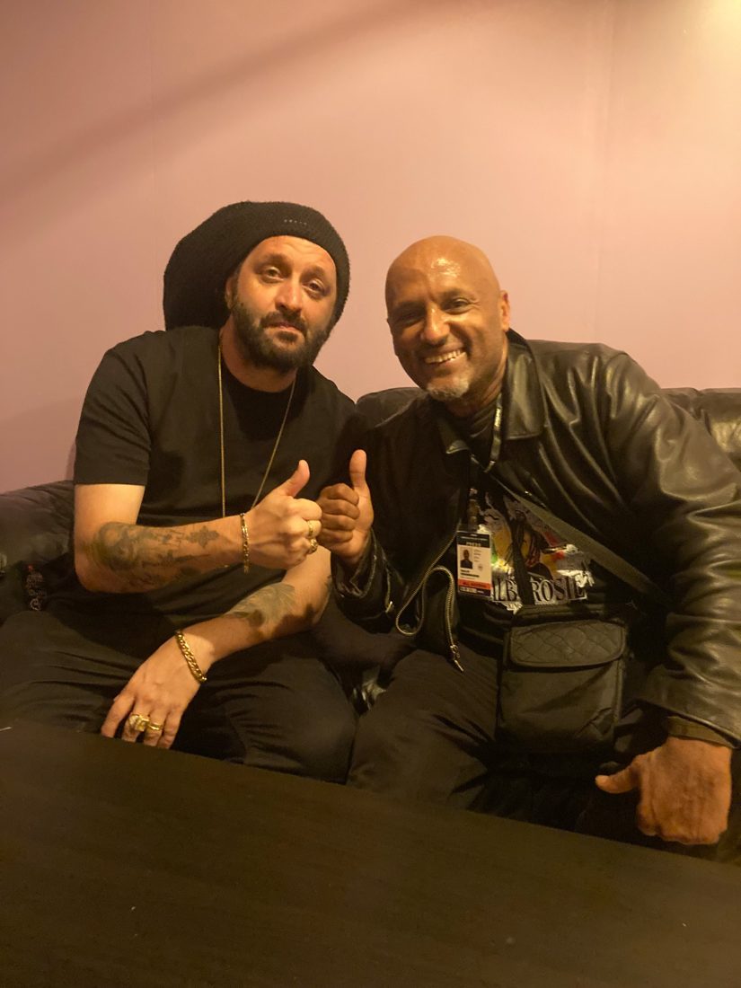 Paolos TK and Alborosie giving thumbs up backstage
